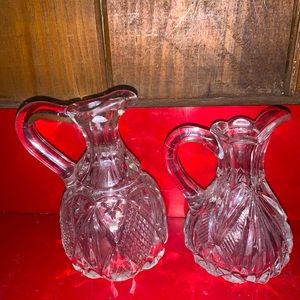 Set Of Two Small Glass Pitchers